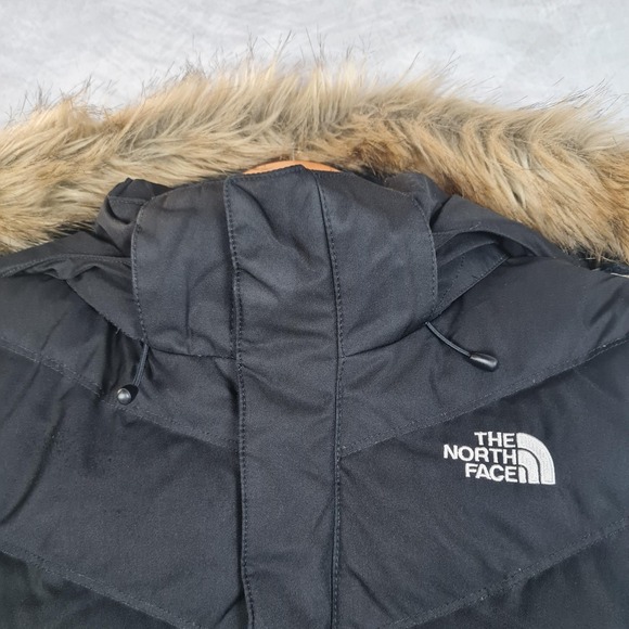 The North Face Vest Womens Small Black 600 Down Hooded Faux Fur Puffer Quilted - Picture 2 of 16